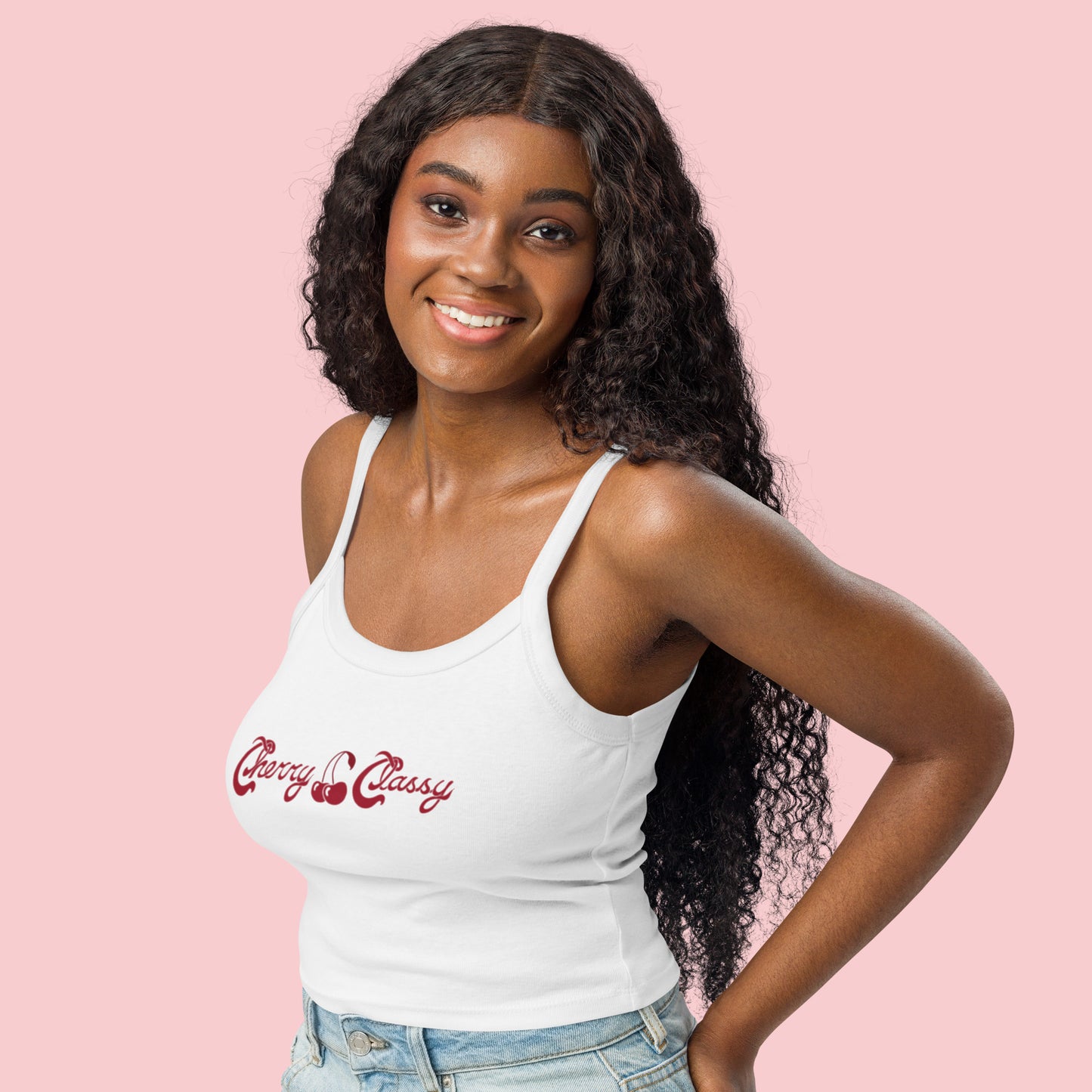 Cherry Classy - Women’s Micro-Rib Cotton Blend Tank Top