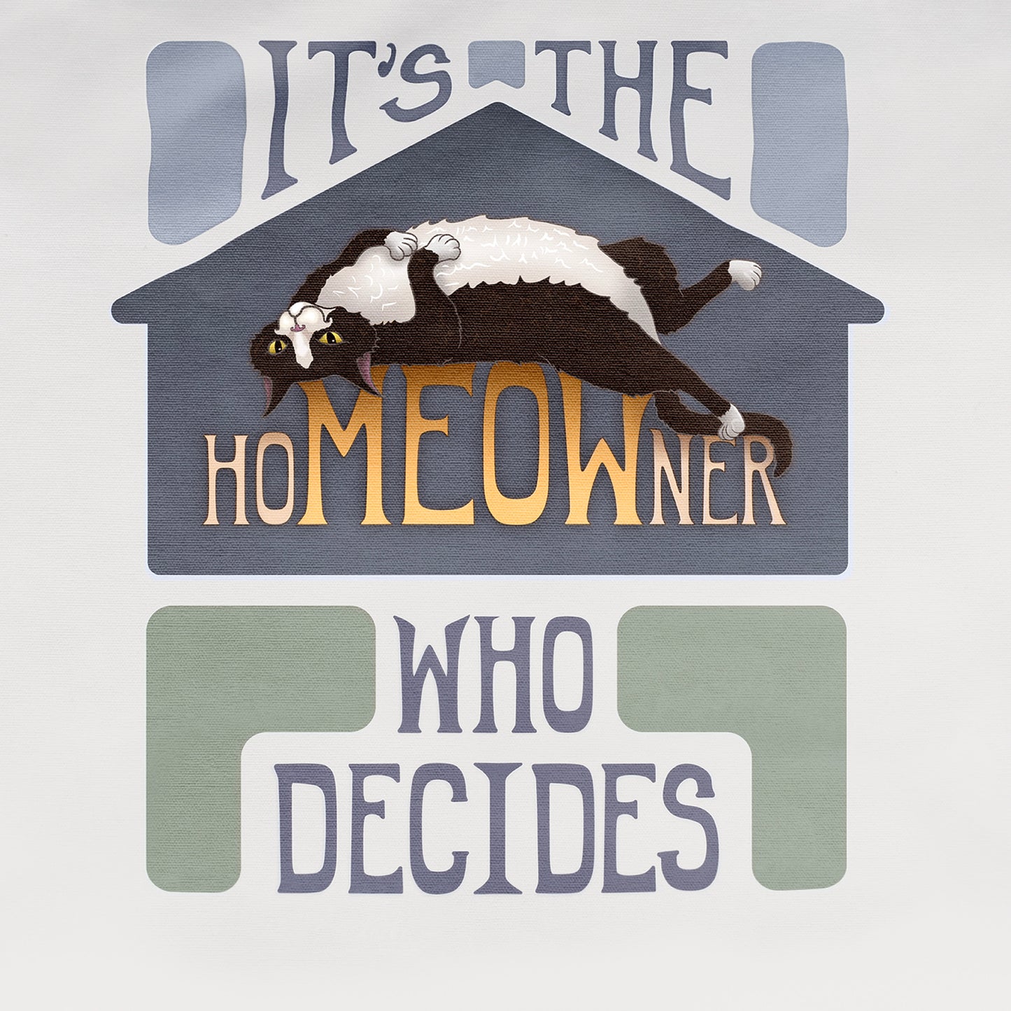 hoMEOWner - Large Cotton Tote - Short Hair Tuxedo Cat