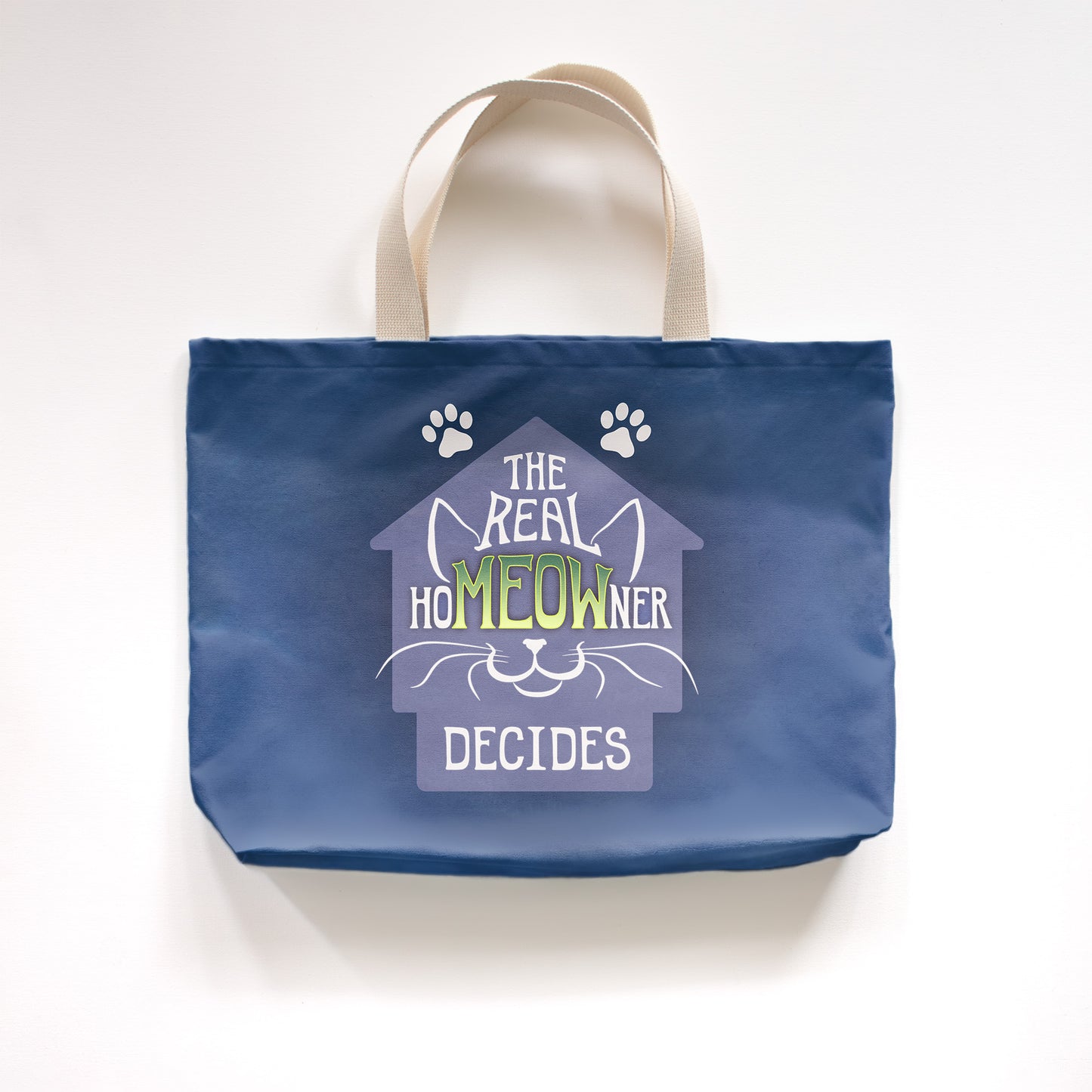 hoMEOWner - Large Cotton Tote - Graphic Stylized Cat