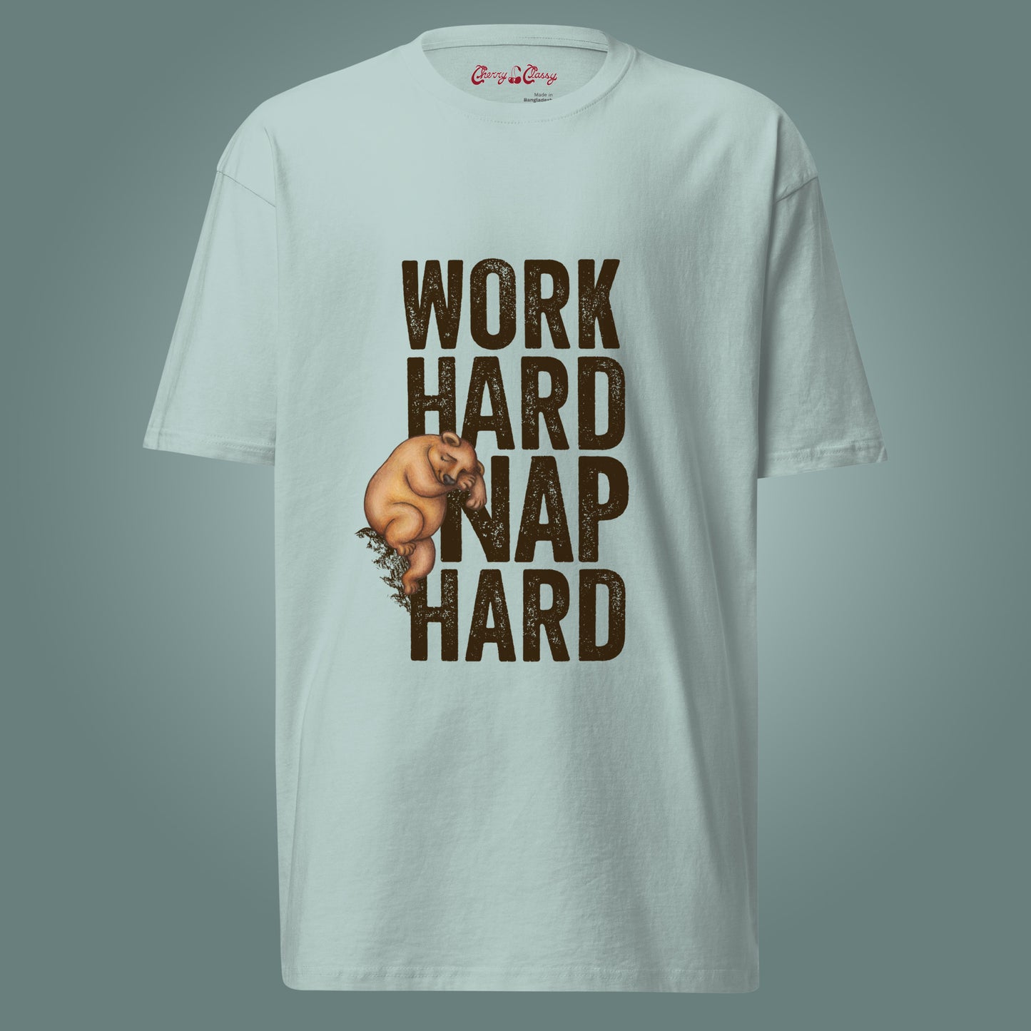 Work Hard, Nap Hard - Men’s Premium Heavyweight Cotton T-Shirt