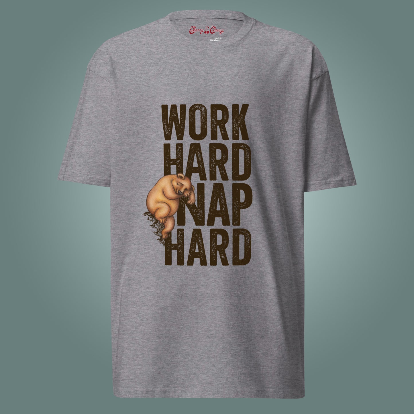 Work Hard, Nap Hard - Men’s Premium Heavyweight Cotton T-Shirt