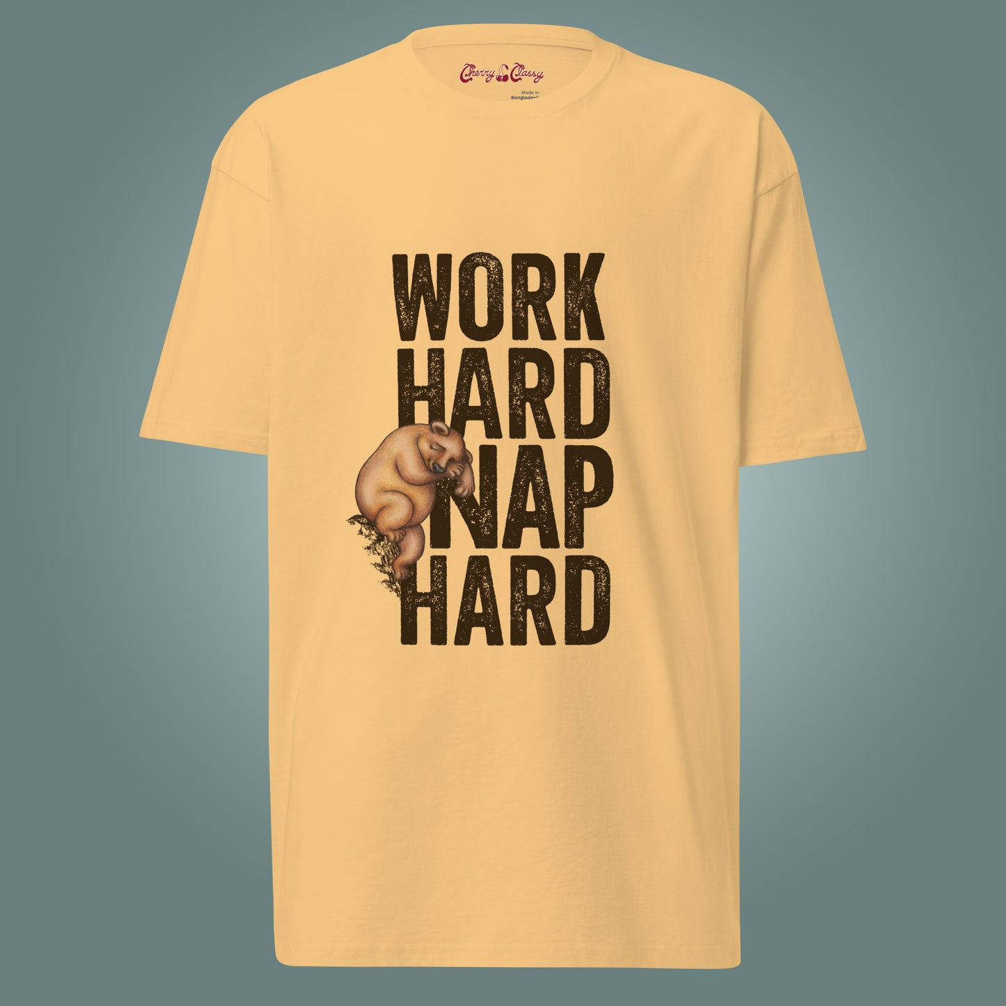 Work Hard, Nap Hard - Men’s Premium Heavyweight Cotton T-Shirt