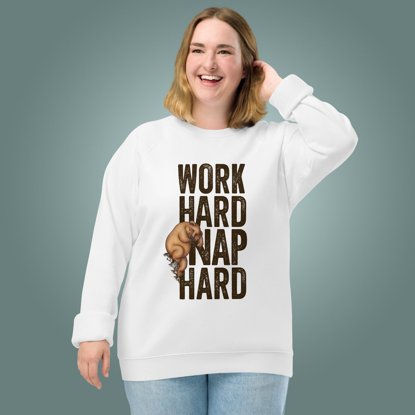 Work Hard, Nap Hard - Unisex Organic Cotton Blend Sweatshirt