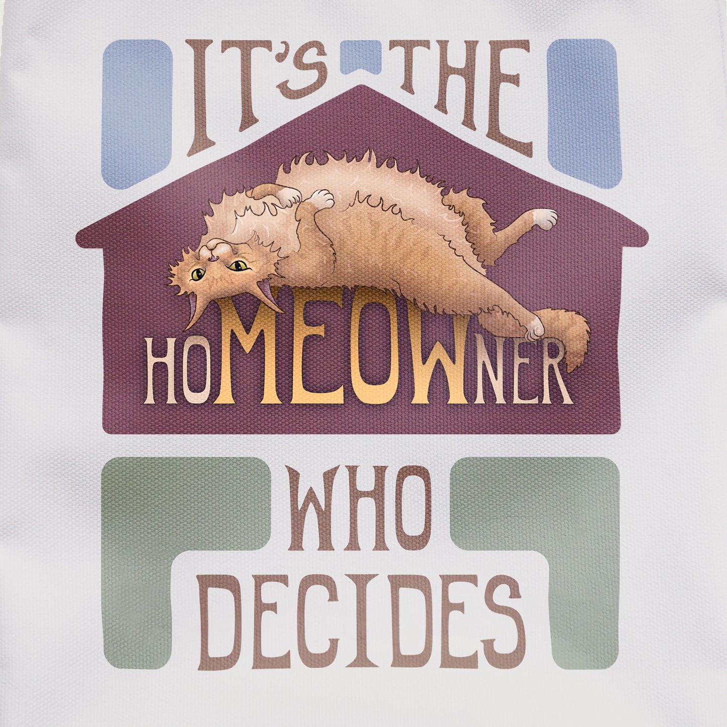 hoMEOWner - Medium Tote, Long Hair Orange Cat