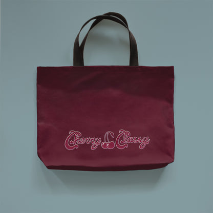Ambitchous - Large Cotton Tote, Merlot Back