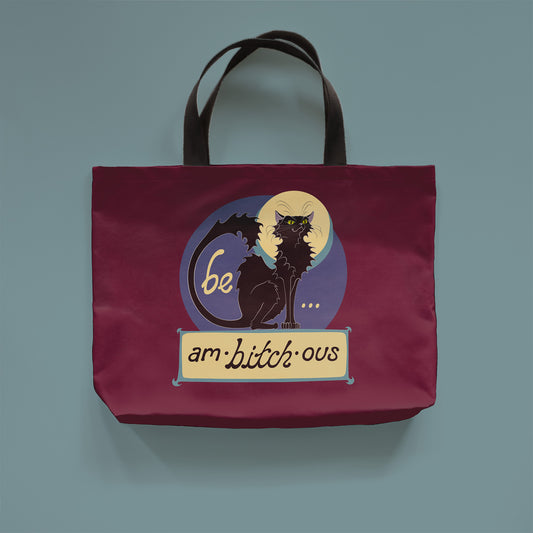 Ambitchous - Large Cotton Tote, Butter Yellow Back