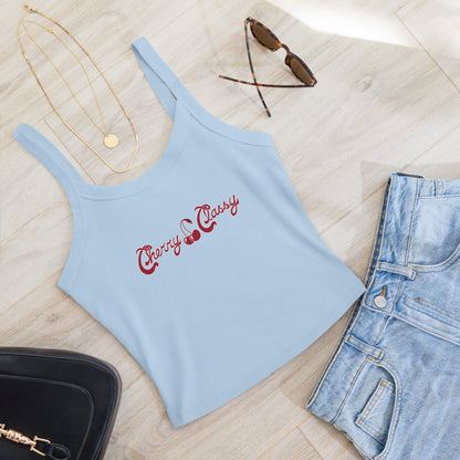 Cherry Classy - Women’s Micro-Rib Cotton Blend Tank Top