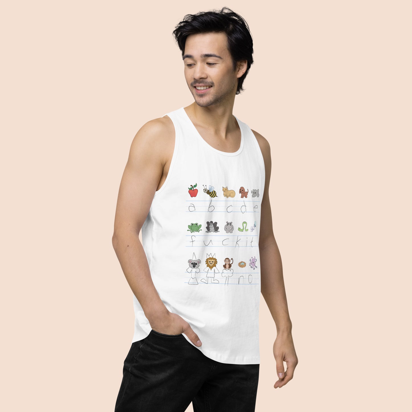 Demotivational Alphabet - Men’s Wide Neck Cotton Tank Top