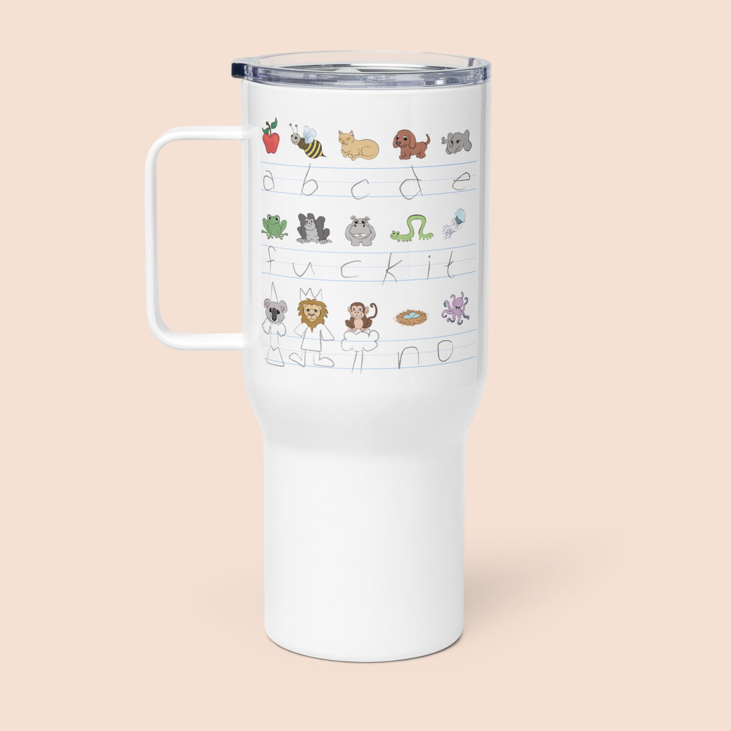 Demotivational Alphabet - Stainless Steel Travel Mug with Handle