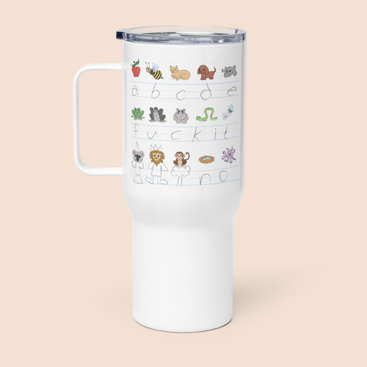 Demotivational Alphabet - Stainless Steel Travel Mug with Handle