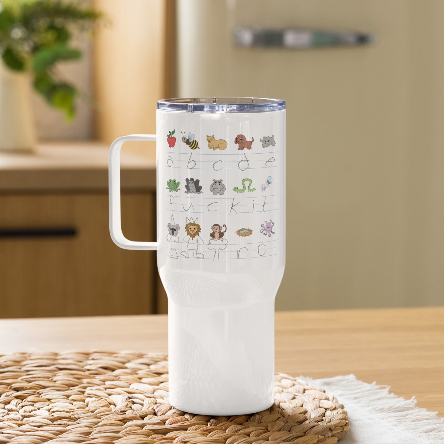 Demotivational Alphabet - Stainless Steel Travel Mug with Handle