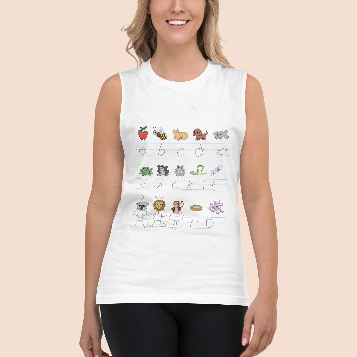 Demotivational Alphabet - Unisex High Neck Cotton Muscle Shirt