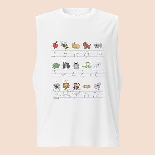 Demotivational Alphabet - Unisex High Neck Cotton Muscle Shirt
