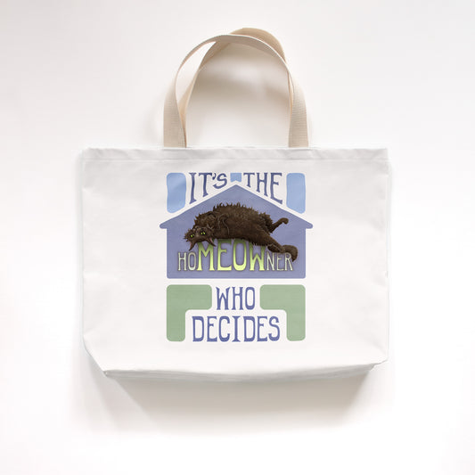 hoMEOWner - Large Cotton Tote - Long Hair Black Cat