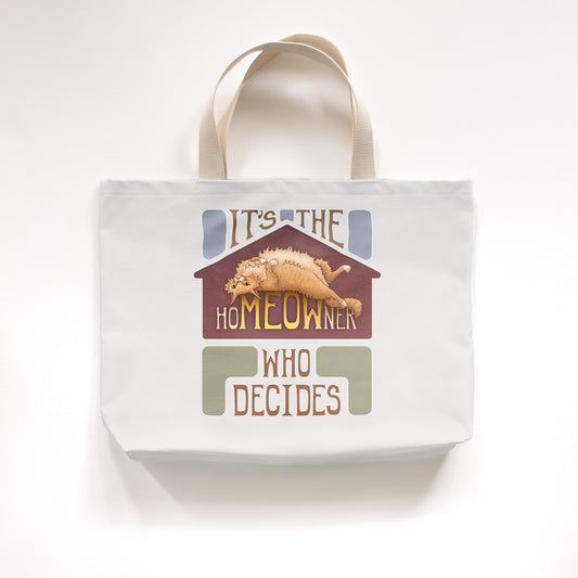 hoMEOWner - Large Cotton Tote - Long Hair Orange Cat