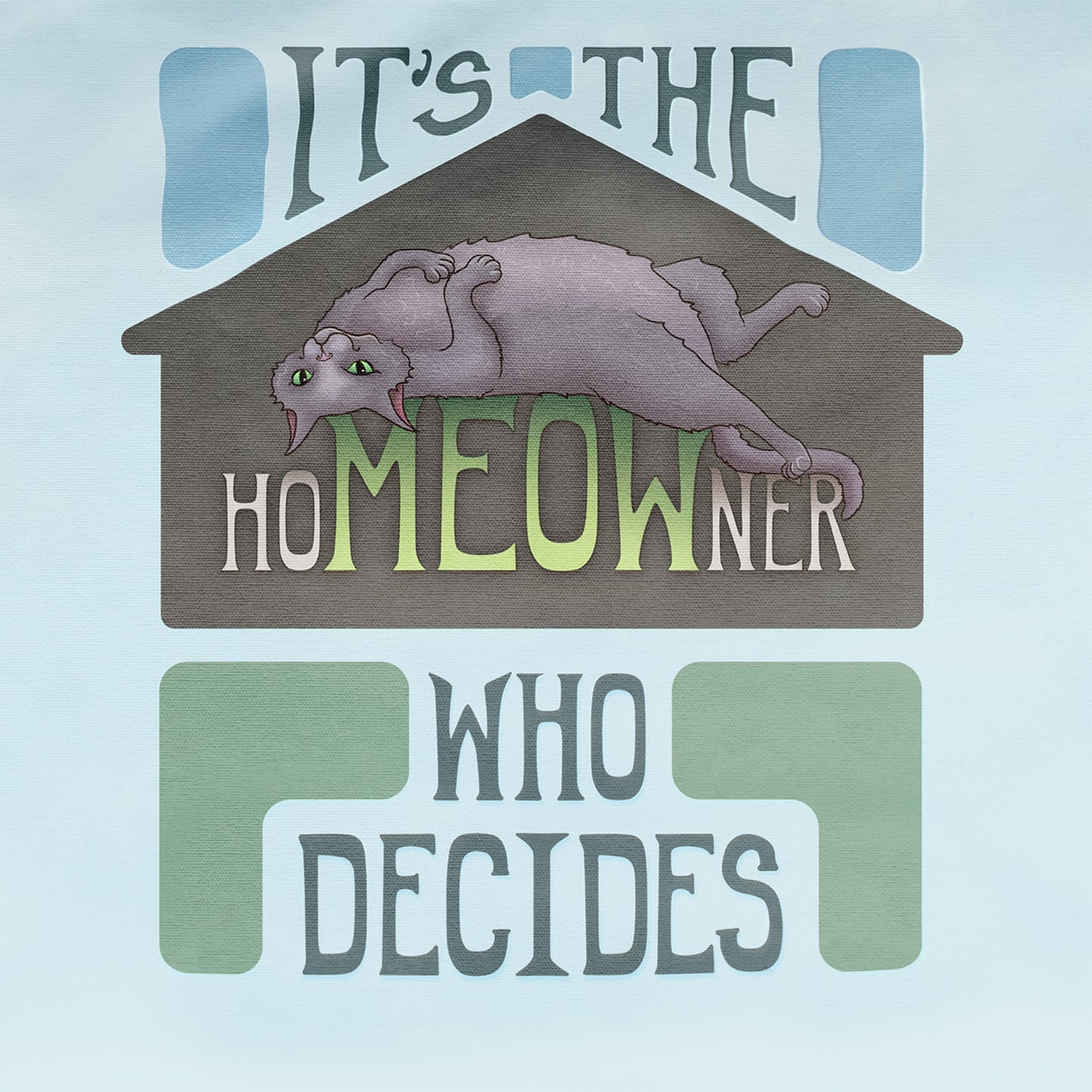 hoMEOWner - Large Cotton Tote - Short Hair Grey Cat