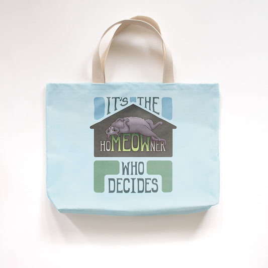 hoMEOWner - Large Cotton Tote - Short Hair Grey Cat