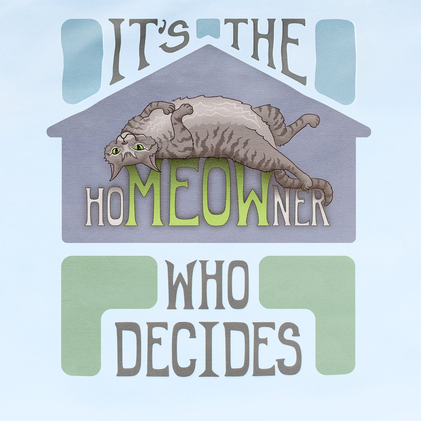 hoMEOWner - Large Cotton Tote - Short Hair Grey Tabby Cat