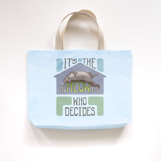 hoMEOWner - Large Cotton Tote - Short Hair Grey Tabby Cat
