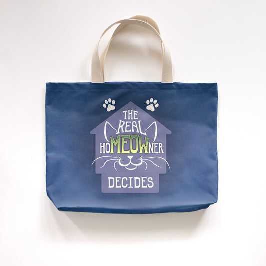hoMEOWner - Large Cotton Tote - Graphic Stylized Cat
