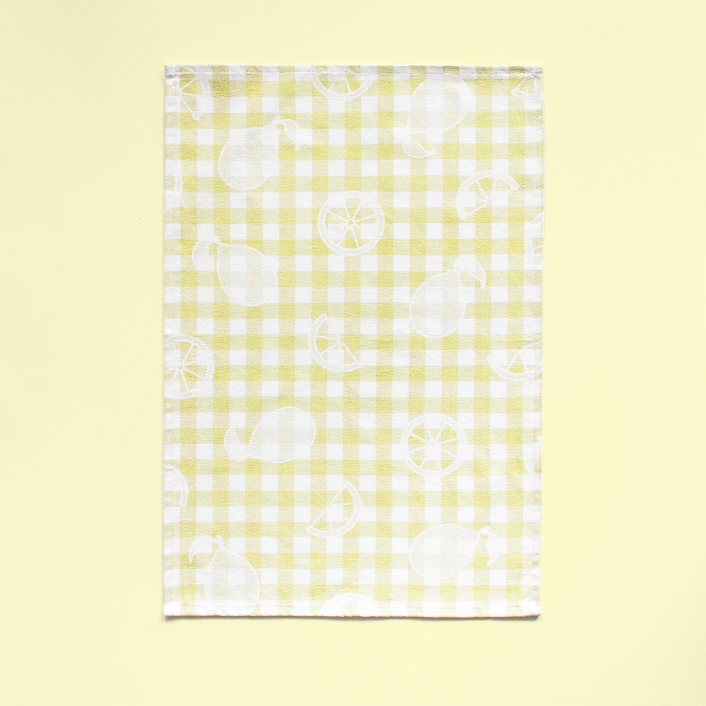 Lemon Gingham Checker Tea Towel
