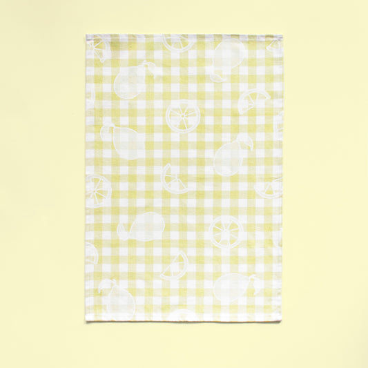 Lemon Gingham Checker Tea Towel