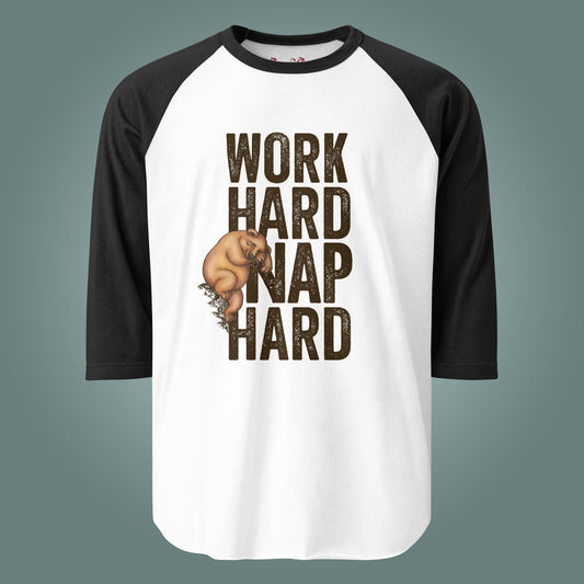 Work Hard, Nap Hard - Unisex Cotton Baseball / Raglan Shirt