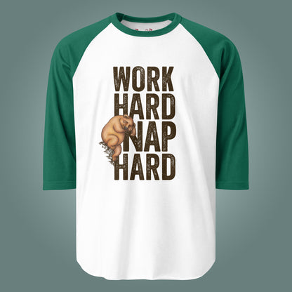 Work Hard, Nap Hard - Unisex Cotton Baseball / Raglan Shirt