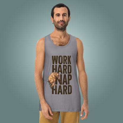 Work Hard, Nap Hard - Men’s Wide Neck Cotton Tank Top