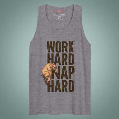 Work Hard, Nap Hard - Men’s Wide Neck Cotton Tank Top