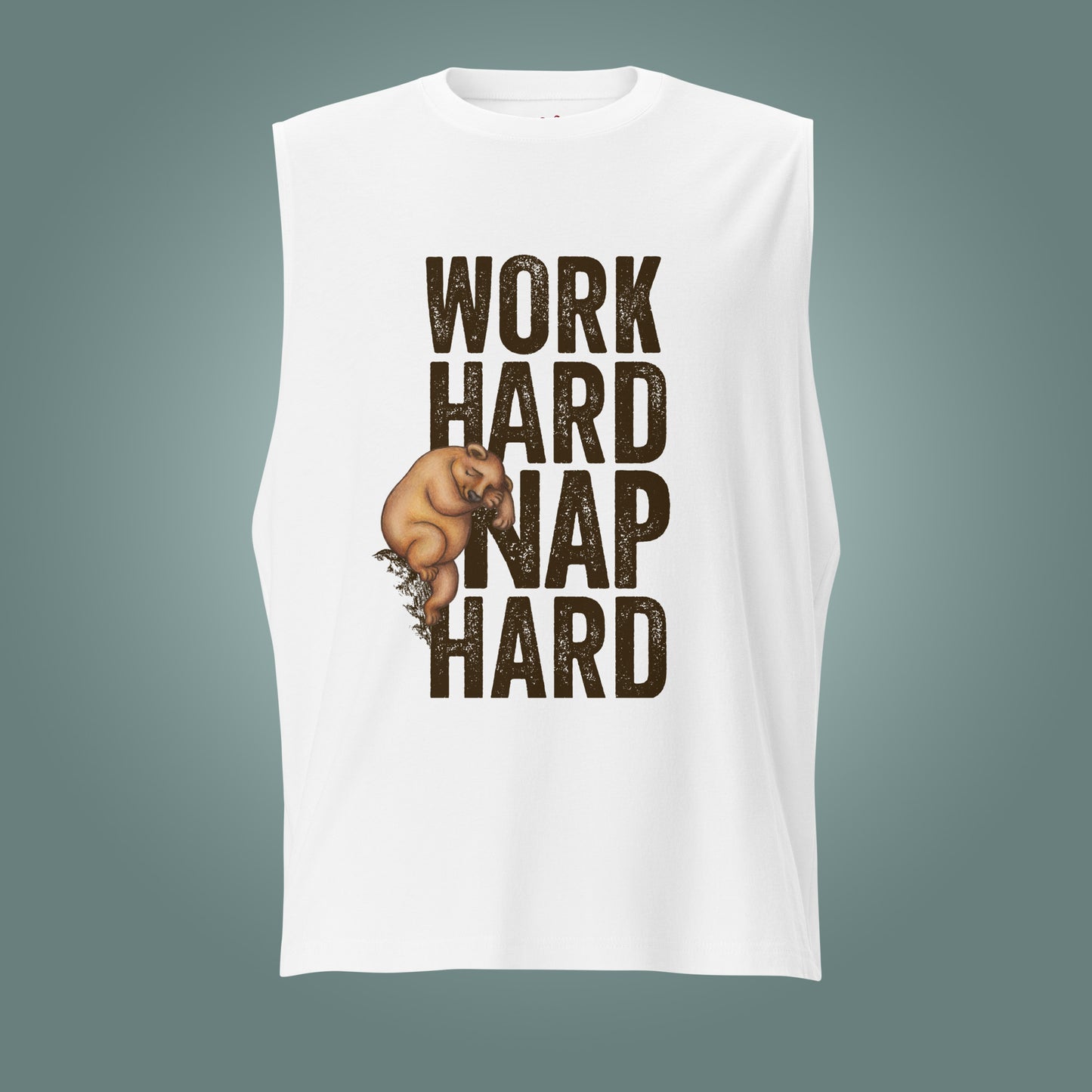 Work Hard, Nap Hard - Unisex High Neck Cotton Muscle Shirt