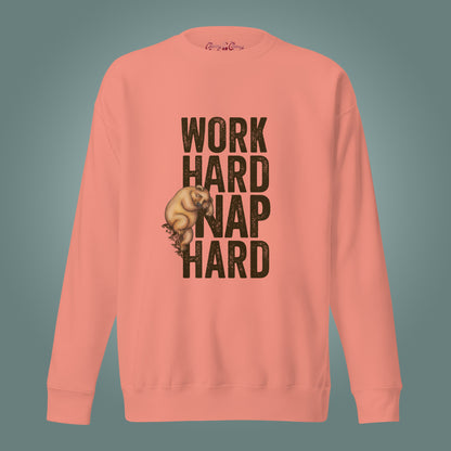 Work Hard, Nap Hard - Unisex Premium Cotton Blend Sweatshirt