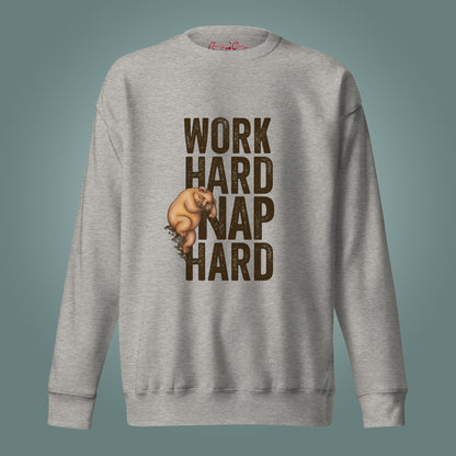 Work Hard, Nap Hard - Unisex Premium Cotton Blend Sweatshirt