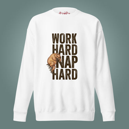 Work Hard, Nap Hard - Unisex Premium Cotton Blend Sweatshirt