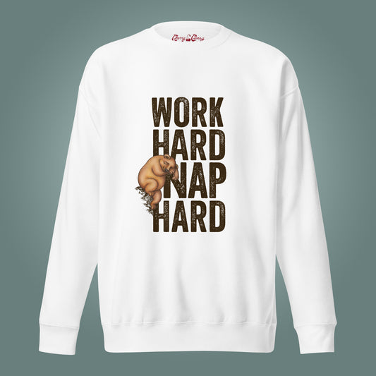 Work Hard, Nap Hard - Unisex Premium Cotton Blend Sweatshirt