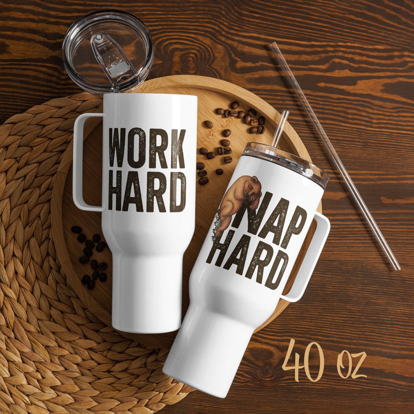 Work Hard, Nap Hard - Stainless Steel Travel Mug