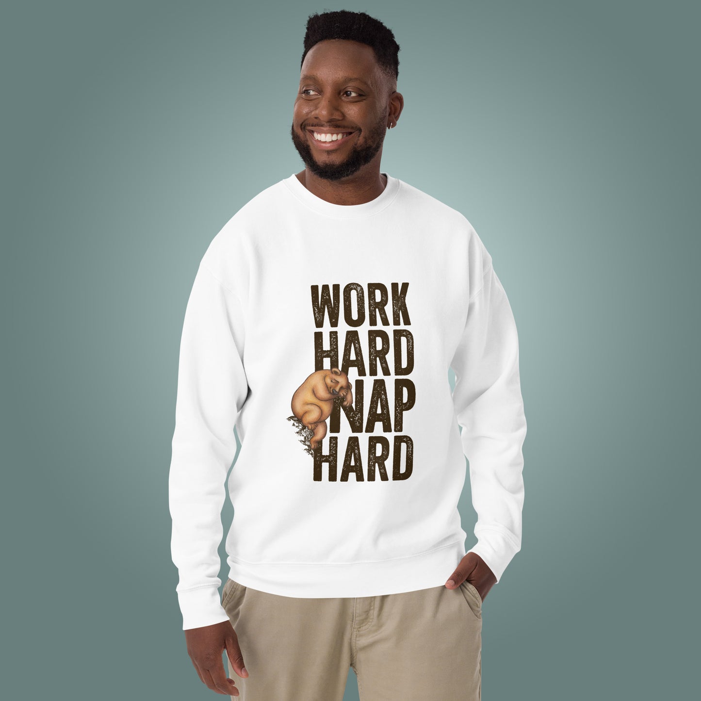 Work Hard, Nap Hard - Unisex Premium Cotton Blend Sweatshirt