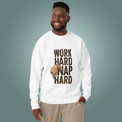 Work Hard, Nap Hard - Unisex Premium Cotton Blend Sweatshirt
