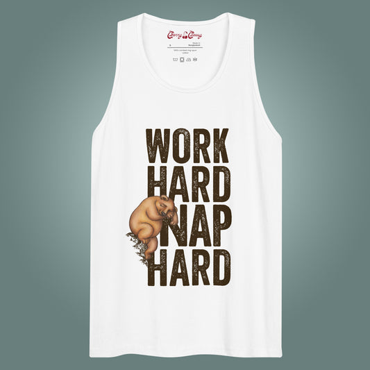 Work Hard, Nap Hard - Men’s Wide Neck Cotton Tank Top