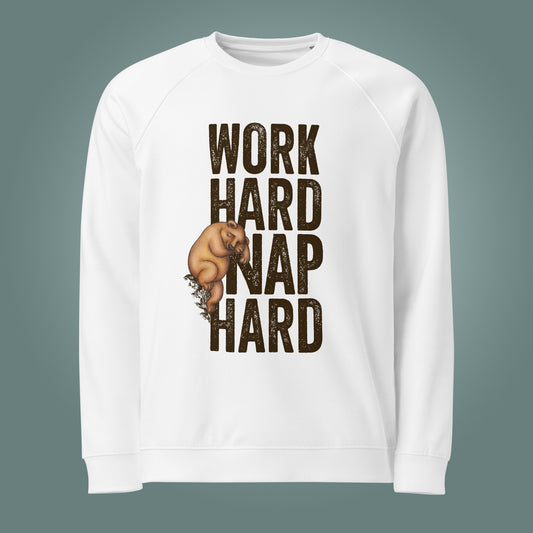 Work Hard, Nap Hard - Unisex Organic Cotton Blend Sweatshirt