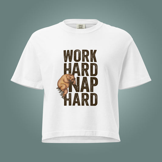 Work Hard, Nap Hard - Women’s Heavyweight Boxy T-Shirt