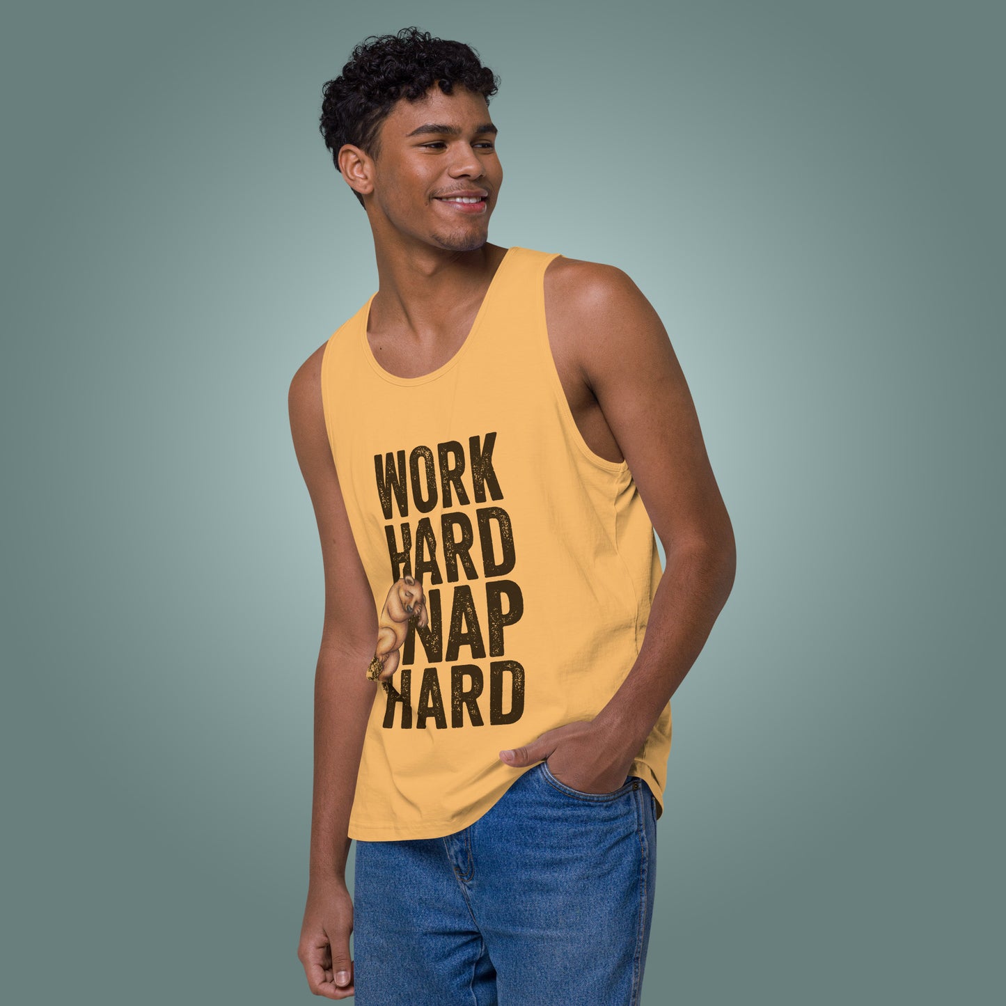 Work Hard, Nap Hard - Men’s Wide Neck Cotton Tank Top
