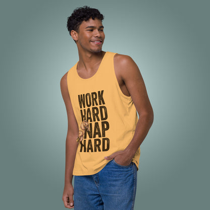 Work Hard, Nap Hard - Men’s Wide Neck Cotton Tank Top
