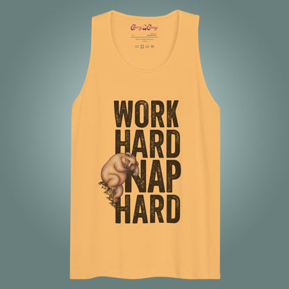 Work Hard, Nap Hard - Men’s Wide Neck Cotton Tank Top