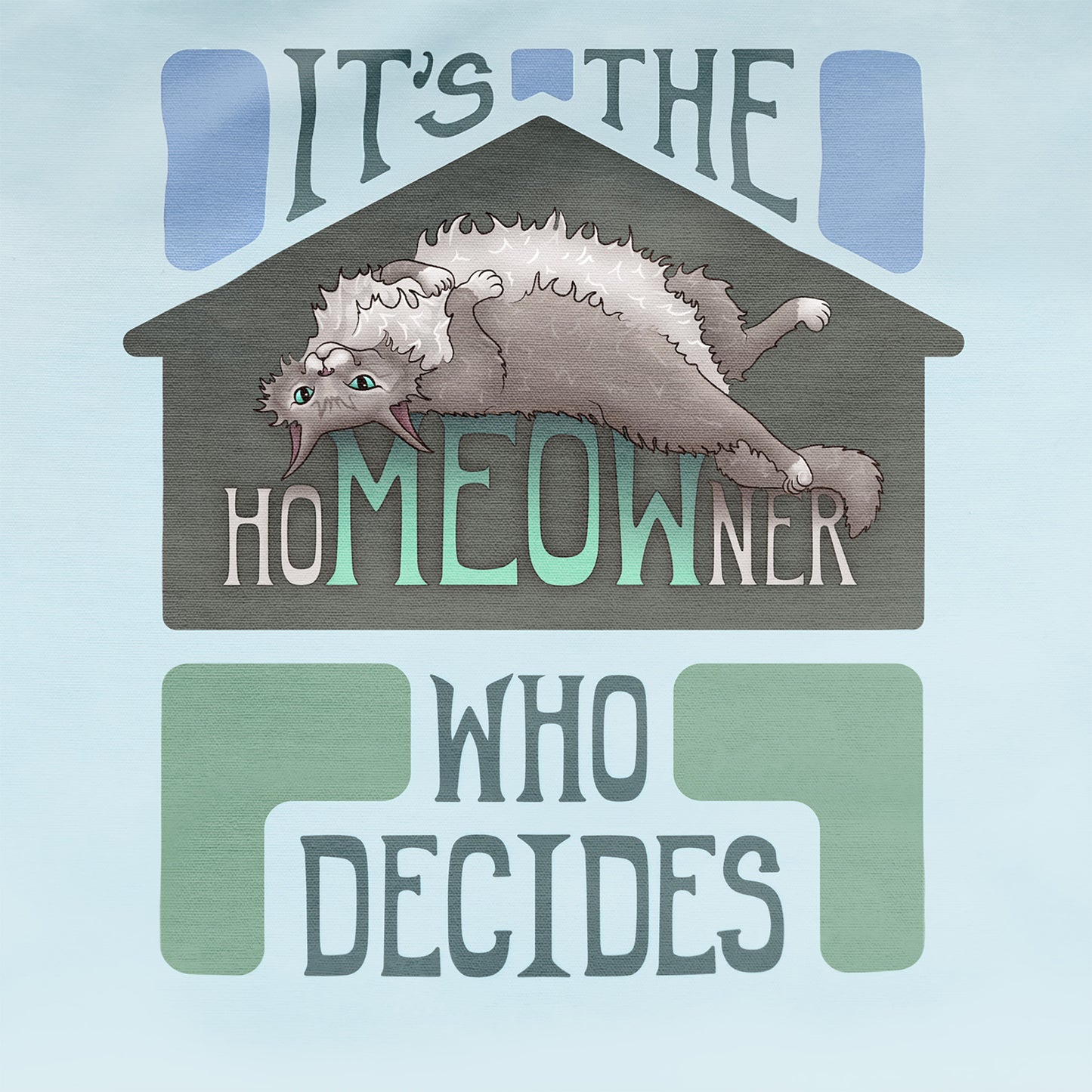 hoMEOWner - Large Cotton Tote - Long Hair Grey Cat
