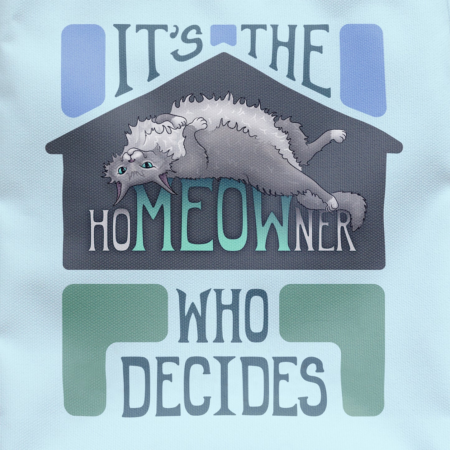 hoMEOWner - Medium Tote, Long Hair Grey Cat