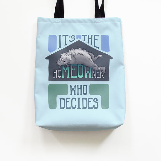 hoMEOWner - Medium Tote, Long Hair Grey Cat