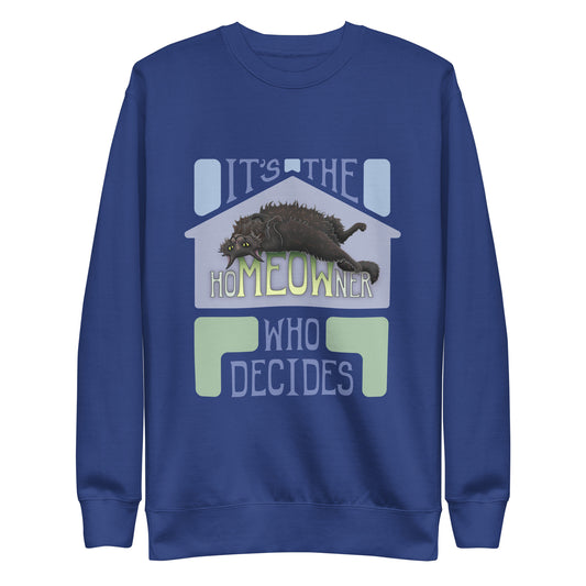 hoMEOWner - Unisex Premium Cotton Blend Sweatshirt, Long Hair Black Cat