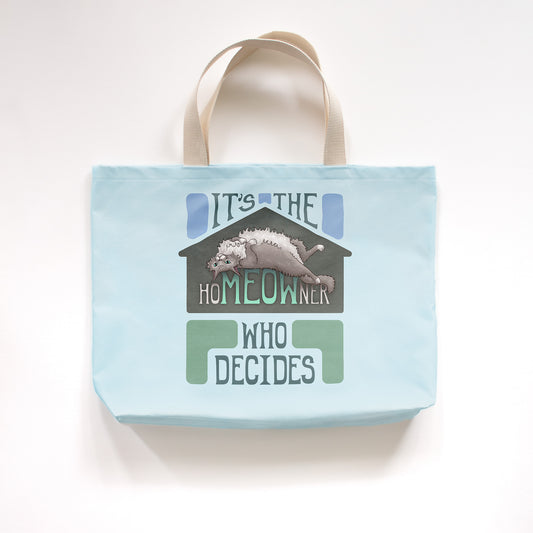 hoMEOWner - Large Cotton Tote - Long Hair Grey Cat