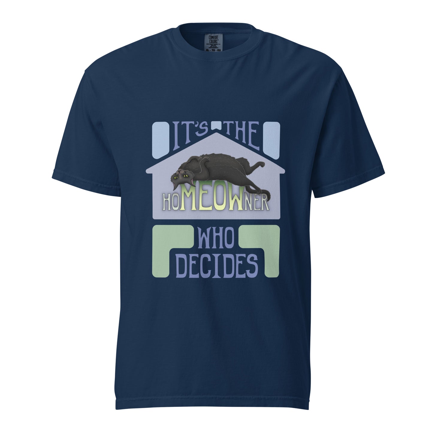 hoMEOWner - Unisex Heavyweight T-shirt, Short Hair Black Cat